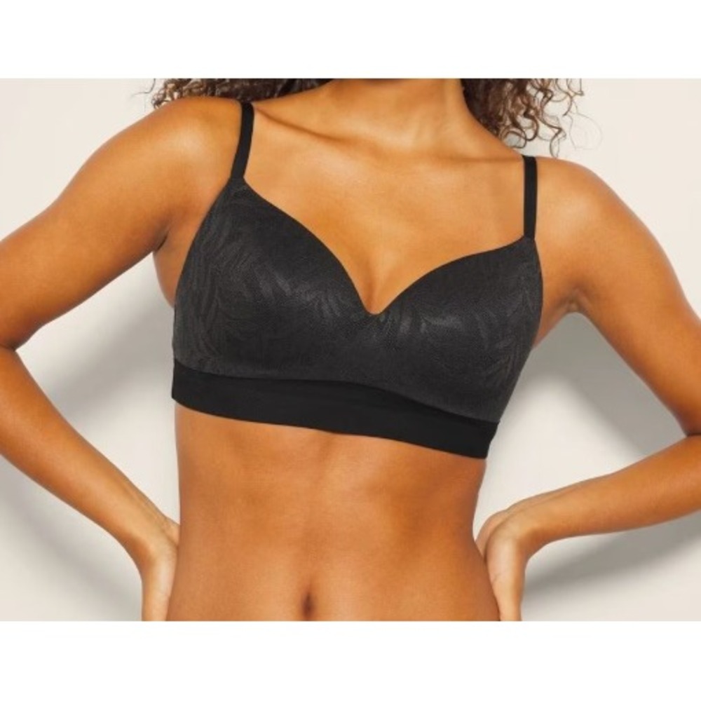 Soma Enbliss Lace Wireless Bra Black Floral 38DD 570376164 NWT